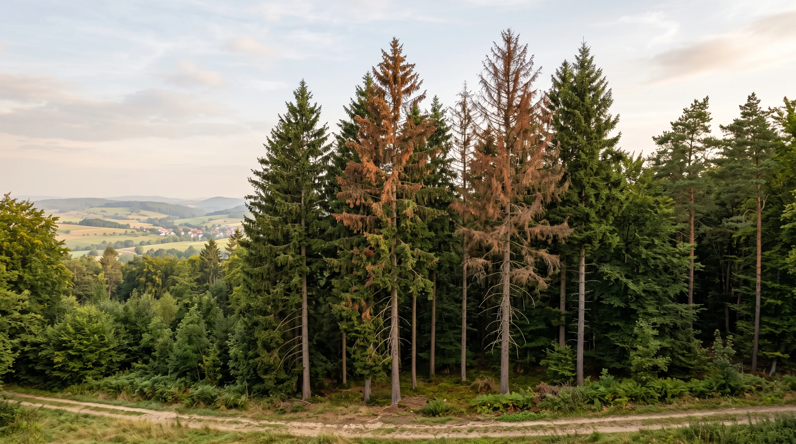 Borkenkäfer erkennen: Fichtenrinde mit runden Einbohrlöchern und braunem Bohrmehl in Nahaufnahme