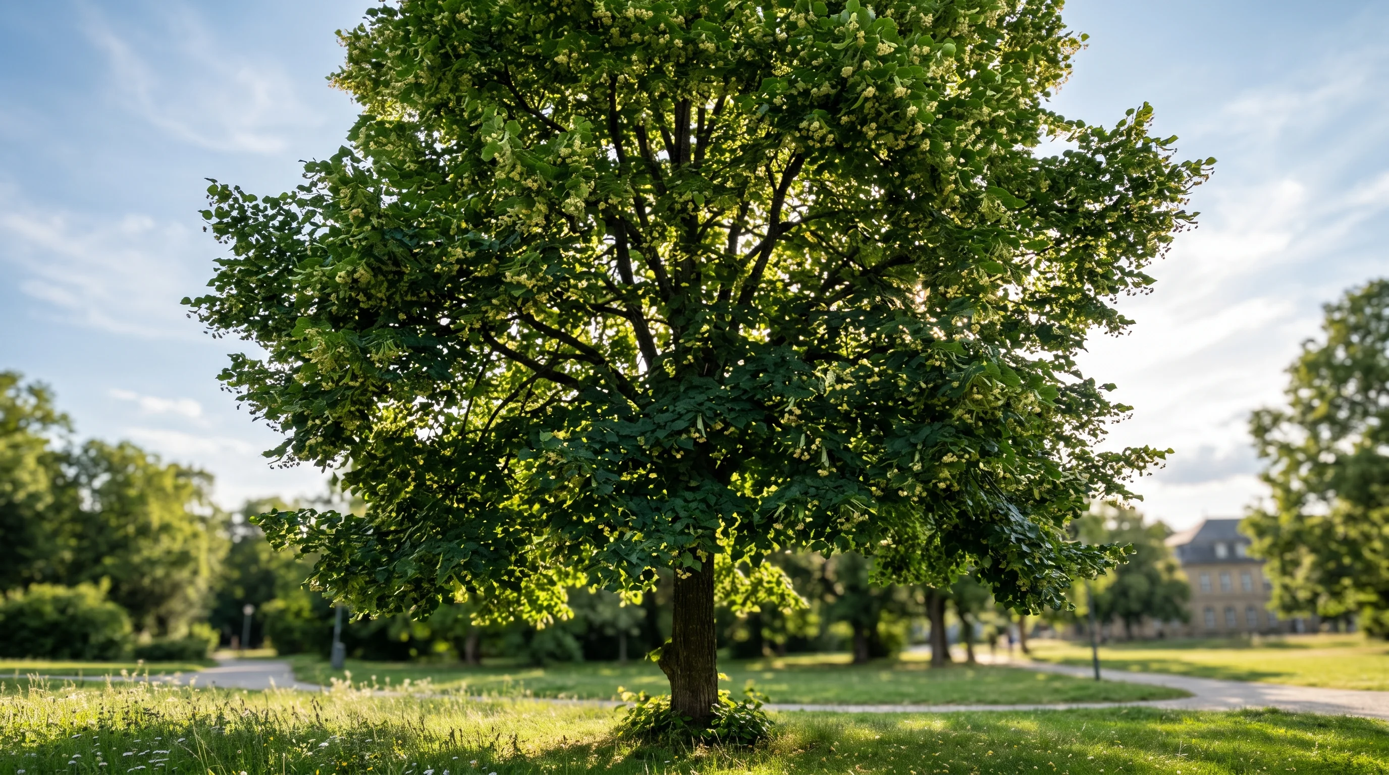 Gepflegte Baumkrone nach professioneller Totholzentnahme im Sommerlicht